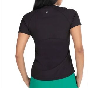 Spyder Ribbed Active Black Short Sleeve Top
